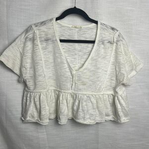 Babydoll ruffle flowy crop top shirt by New In Women's L